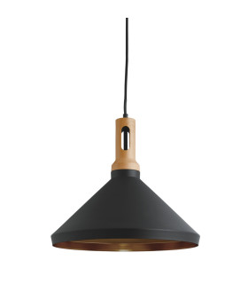 1 Light Dome Ceiling Pendant Black Gold E27_Off