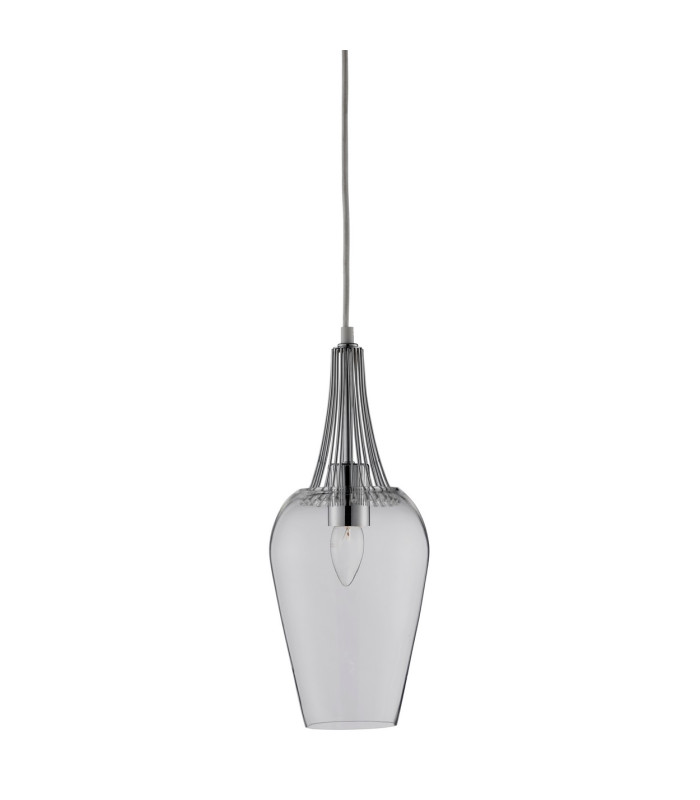 Whisk 1 Light Ceiling Pendant Chrome with Clear Glass Shade E27_Off