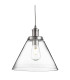 Pyramid 1 Light Dome Ceiling Pendant Chrome with Clear Glass Shade E27_Main