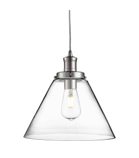 Pyramid 1 Light Dome Ceiling Pendant Chrome with Clear Glass Shade E27_Main
