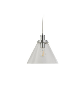 Pyramid 1 Light Dome Ceiling Pendant Chrome with Clear Glass Shade E27_Off