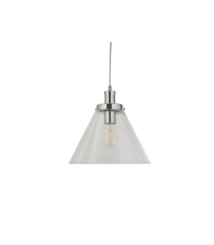 Pyramid 1 Light Dome Ceiling Pendant Chrome with Clear Glass Shade E27_Off
