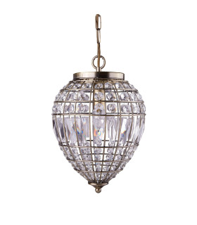 Pineapple 1 Light Ceiling Drop Pendant Antique Brass with Glass Crystals E14_Off