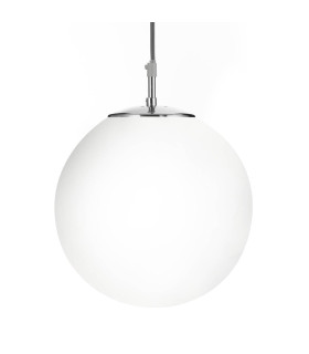 Atom 1 Light Globe Ceiling Pendant Satin Silver Opal Glass E27_Main