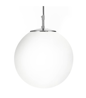 Atom 1 Light Globe Ceiling Pendant Satin Silver Opal Glass E27_Main