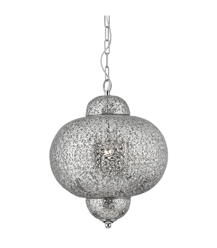 Fretwork 1 Light Moroccan Ceiling Pendant Shiny nickel E27_Main