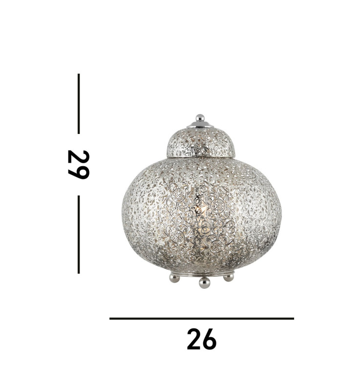 Fretwork 1 Light Moroccan Table Lamp Shiny Nickel E14_Line