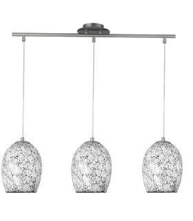 Crackle 3 Light Ceiling Pendant Bar Chrome White Mosaic Glass E27_Main
