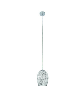 Crackle 1 Light Ceiling Pendant Chrome White with Mosaic Glass Shade E27_Main