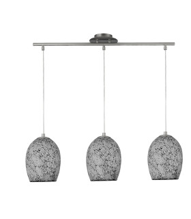 Crackle 3 Light Ceiling Pendant Bar Chrome White Mosaic Glass E27_Off