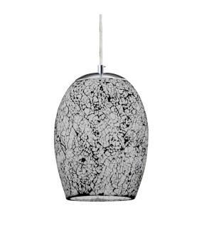 Crackle 1 Light Ceiling Pendant Chrome White with Mosaic Glass Shade E27_Off