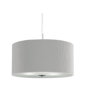 Drum Pleat 3 Light Ceiling Pendant Chrome Grey with Glass Diffuser And Shade E27_Main