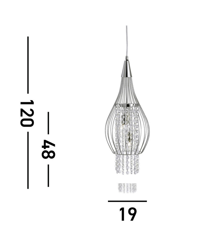 Rocket 2 Light Ceiling Pendant Chrome with Glass Crystals G9_Line
