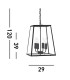 4 Light Ceiling Lantern Pendant Matt Black Glass Panels E14_Line