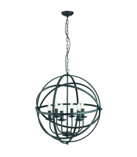 Orbit 6 Light Spherical Cage Ceiling Pendant Matt Black E14_Main