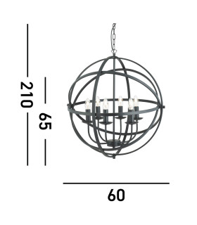 Orbit 6 Light Spherical Cage Ceiling Pendant Matt Black E14_Line