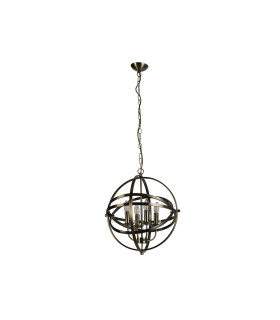 Orbit 4 Light Spherical Cage Ceiling Pendant Antique Brass E14_Off