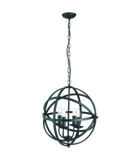 Orbit 4 Light Spherical Cage Ceiling Pendant Matt Black E14_Main