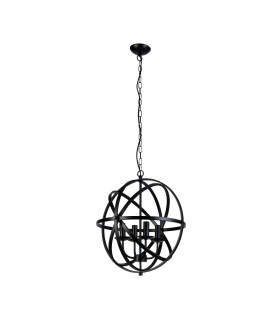 Orbit 4 Light Spherical Cage Ceiling Pendant Matt Black E14_Off