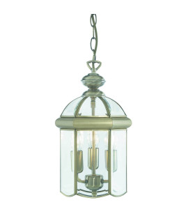 3 Light Ceiling Lantern Pendant Antique Brass E14_Main