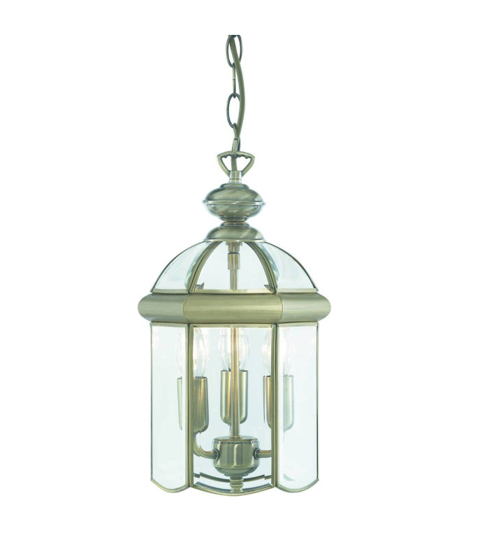 3 Light Ceiling Lantern Pendant Antique Brass E14_Main