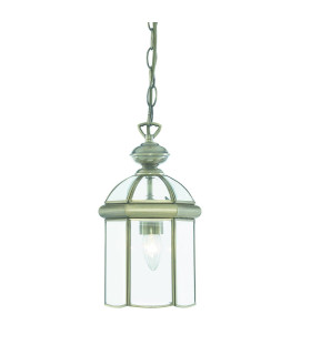 1 Light Ceiling Lantern Pendant Antique Brass E27_Main