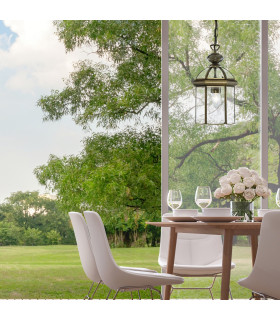 1 Light Ceiling Lantern Pendant Antique Brass E27_Room