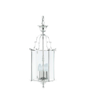 3 Light Ceiling Lantern Pendant Chrome Clear Glass E14_Main