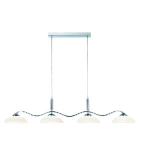 4 Light Ceiling Pendant Chrome Frosted Glass Four Waved Bar G9_Main