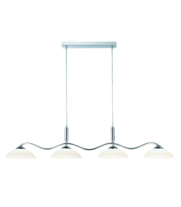 4 Light Ceiling Pendant Chrome Frosted Glass Four Waved Bar G9_Main