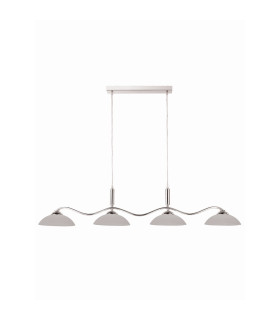 4 Light Ceiling Pendant Chrome Frosted Glass Four Waved Bar G9_Off