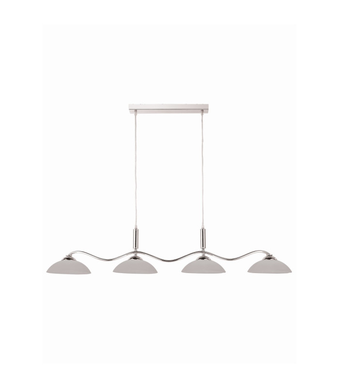 4 Light Ceiling Pendant Chrome Frosted Glass Four Waved Bar G9_Off