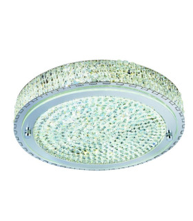LED Round Flush Ceiling Light Chrome with Crystal Glass Centre_Main