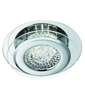 Vesta LED Round Flush Ceiling Light Chrome with Crystal Glass Centre_Main
