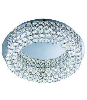 Vesta LED Round Flush Ceiling Light Chrome Crystal Glass with Mirror Centre_Main