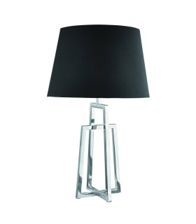 York 1 Light Table Lamp Chrome with Black Fabric Shade E27_Main