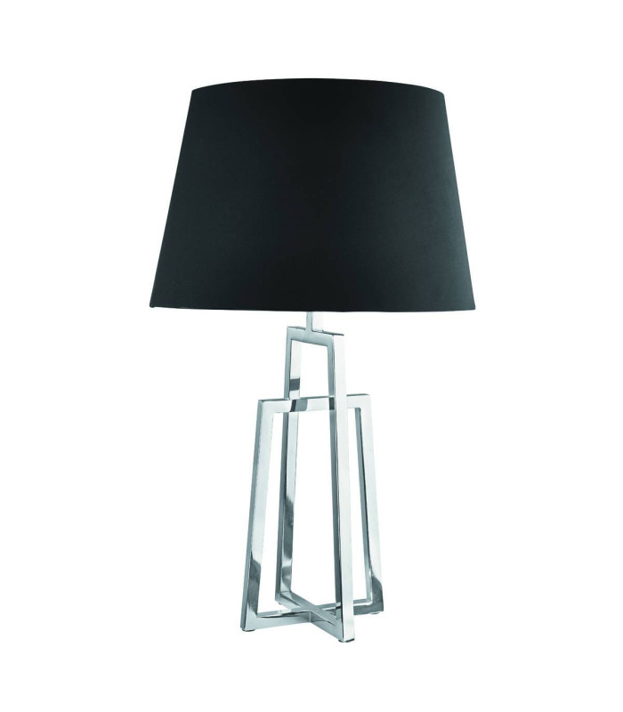 York 1 Light Table Lamp Chrome with Black Fabric Shade E27_Main