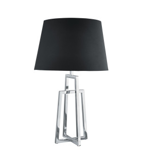 York 1 Light Table Lamp Chrome with Black Fabric Shade E27_Off