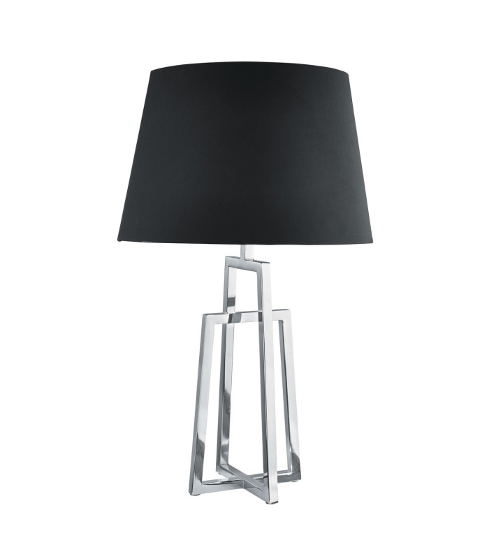 York 1 Light Table Lamp Chrome with Black Fabric Shade E27_Off