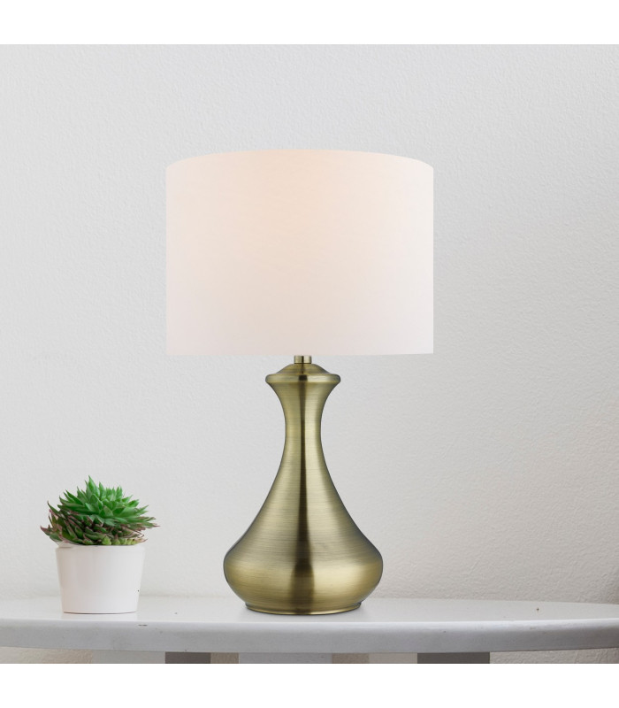 Table Touch Lamp Antique Brass with Cream Shade E14_Room