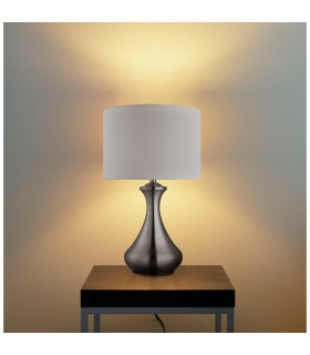 Table Touch Lamp Satin Silver with White Shade E14_Room