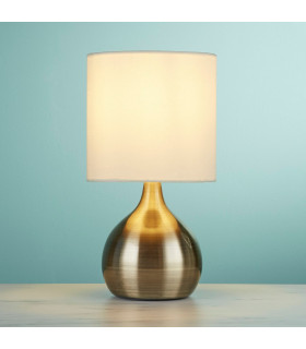 Table Touch Lamp Antique Brass with Fabric Shade E14_Room