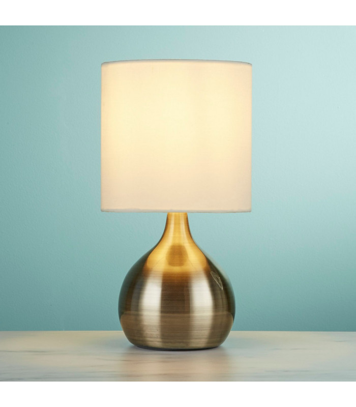 Table Touch Lamp Antique Brass with Fabric Shade E14_Room