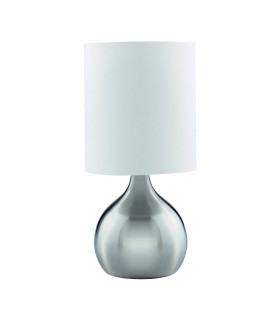 Table Touch Lamp Satin Silver with Fabric Shade E14_Main