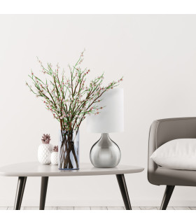Table Touch Lamp Satin Silver with Fabric Shade E14_Room