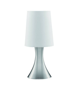 Table Touch Lamp Satin Silver with Fabric Shade E14_Main