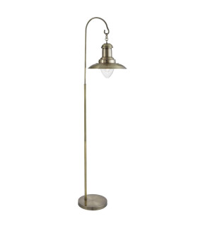 Fisherman 1 Light Floor Lamp Antique Brass and Glass E27_Main