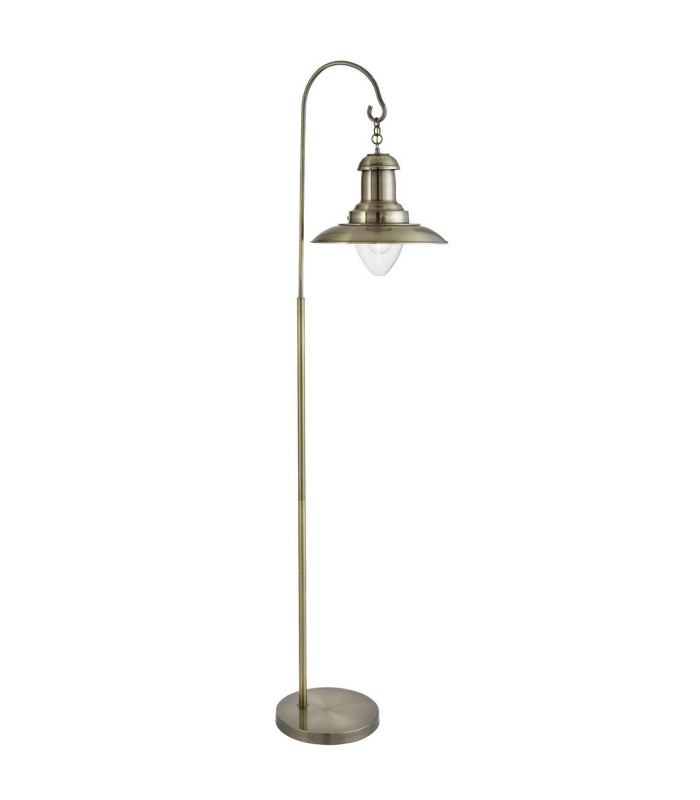 Fisherman 1 Light Floor Lamp Antique Brass and Glass E27_Main