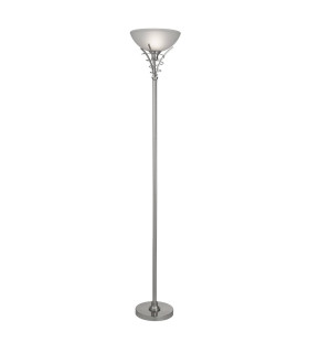 Linea 1 Light Floor Lamp Uplighter Satin Silver and Opal Glass E27_Main