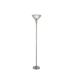 Linea 1 Light Floor Lamp Uplighter Satin Silver and Opal Glass E27_Off